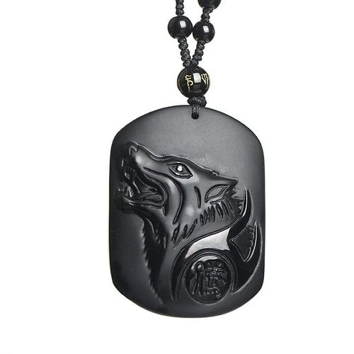 Collier En Obsidienne Loup, Livraison Directe, Amulette En Pierre D'obsidienne Noire, Pendentif Tte De Loup, Bijoux Fins, Cadeau