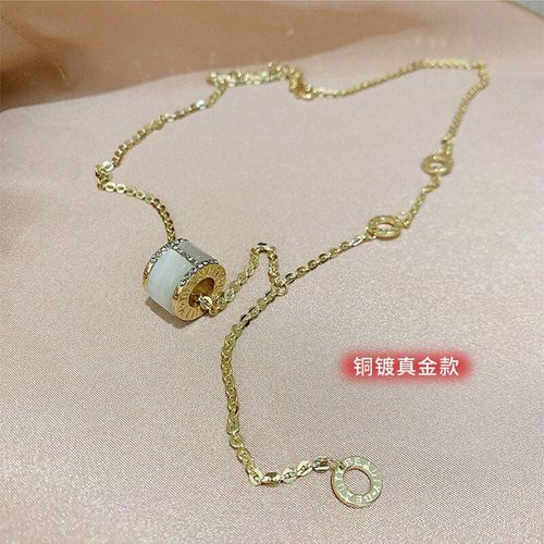 Collier En Opale Avec Chiffres Romains Pour Femmes, Plaqu Or Vritable, Zircons Micro Incrusts, Style Coren, Simple,  La Mode