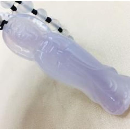 Collier En Pierre De Calcdoine Et Jade Sculpt, Base De Glace Brsilienne Naturelle, Pendentif Guanyin Stro Violet Clair Avec Perles De Calcdoine, Pull Ch