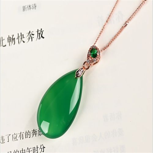 Collier En Pierre De Calcdoine Verte En Jade Sculpt  La Main, Pendentif En Argent S925 Incrust, Cadeau Porte-Bonheur  La Mode Pour Hommes Et Femmes, Offre Spciale