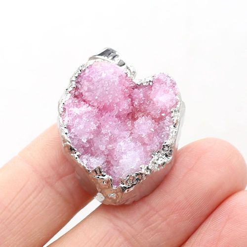 Collier En Pierre Naturelle, Cristal Multicolore, Pendentif En Forme De CUr De Pche, Artisanat Fait  La Main, Accessoires De Boucles D'oreilles, 22x25mm