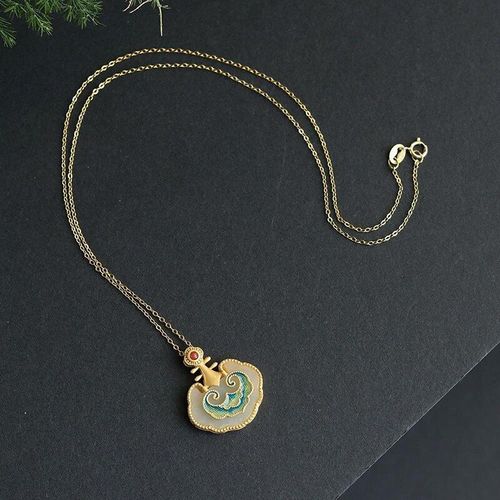 Collier En Porcelaine maill, Pendentif En Jade Hetian Incrust, Artisanat En Or Ancien Original, Bijoux En Argent De Luxe Pour Filles