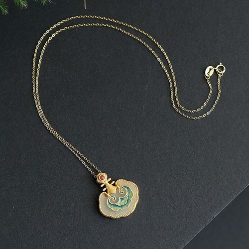 Collier En Porcelaine maill, Pendentif En Jade Hetian Incrust, Artisanat En Or Ancien Original, Bijoux En Argent De Luxe Pour Filles