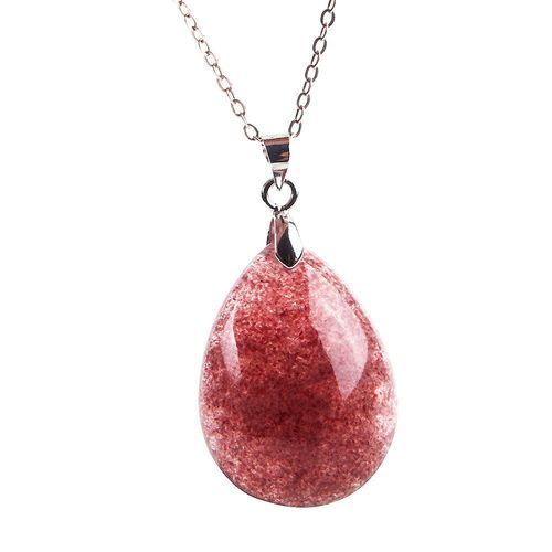 Collier En Quartz Naturel Pour Femme, Pierre Prcieuse, Pierre Rouge, Fraise, Pendentif Rond, Livraison Directe, Aaaaa, 28x21x10mm