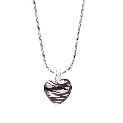 Collier En Titane Et Acier Pour Femmes, Pendentif En Forme De CUr  Rayures Zbres, Vert Et Noir, Bijoux  La Mode