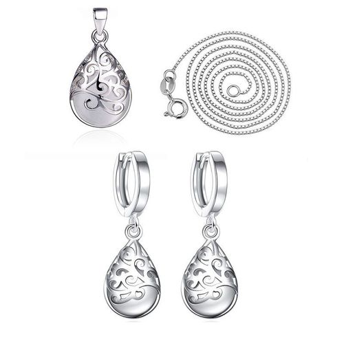Collier Et Boucles D'oreilles En Argent Sterling 925 Pour Femmes, Ensemble De Bijoux En Pierre De Lune Et Opale, Ensemble De Totem En Forme De Larmes, Cadeau Idal