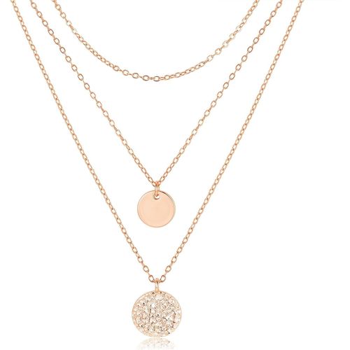 Collier Femme Or Plaqu Or 18 Carats Et Or Rose Longues Chanes Impermables Avec Pendentif Collier Femme Fantaisie Double Multirang Collier Argent Dore  Plusieurs Ranges Bijoux Ronds