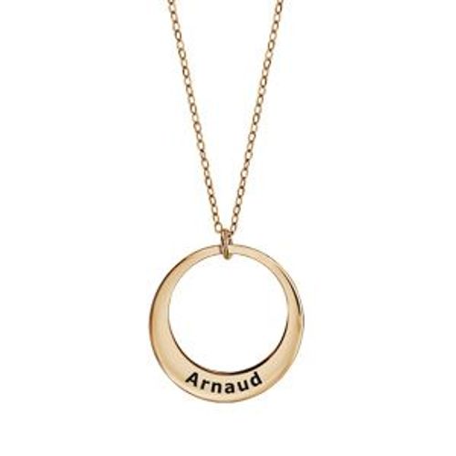 Collier Femme Plaqu Or Jaune Pendentif 1 Cercle  Graver 40+5cm