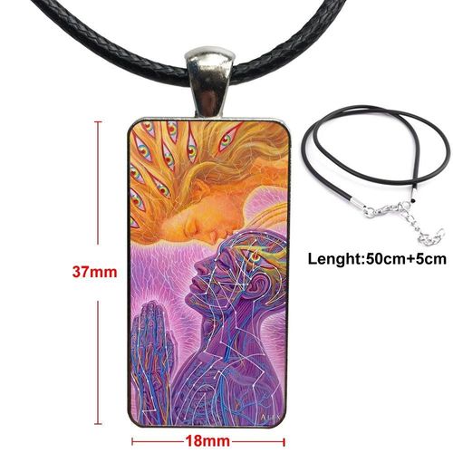 Collier Gris D'alex Pour Hommes Et Femmes, Pendentif En Verre, Fait  La Main, Demi Pendentif, Rectangle, Cadeau De Fte