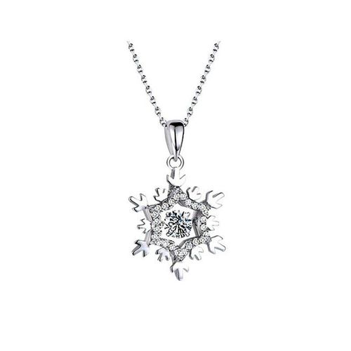 Collier Intelligent En Forme De Flocon De Neige Pour Femmes, Bijou De Caractre Coren Simple, Chane Clavicule En Forme De CUr, Pendentif Plaqu Platine, Cadeau Pour Couples