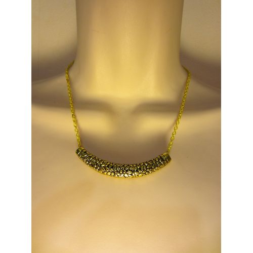 Collier Jaune Avec Pendentif En Mtal Cisel