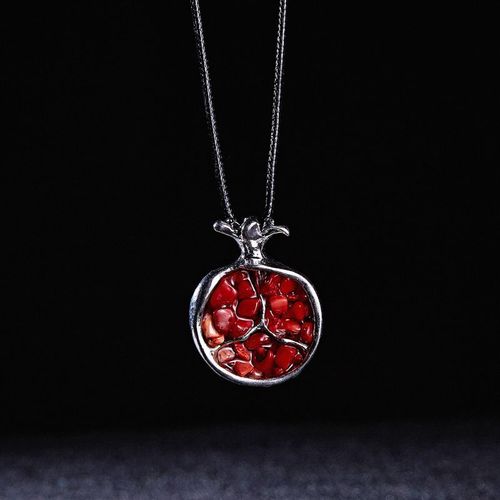 Collier Long Avec Pendentif En Pierre De Grenade Rouge, Chane De Chandail, Bijoux  La Mode