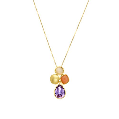 Collier Luxenter Vargae En Cristal Violet En Or Jaune 18 Carats.