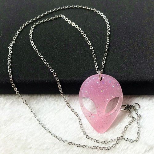 Collier Multicolore  Paillettes Pour Femmes, 1 Pice, Mignon, En Rsine,  Dos Plat, Tte De Mort, Cadeau D'anniversaire Pour Enfants, Bijoux  La Mode
