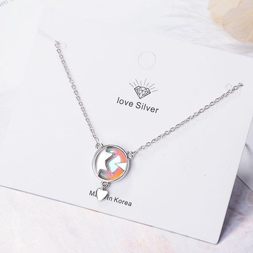 Collier Multicolore En Pierre De Lune Pour Femmes, Chane De Clavicule Avec Pendentif En Forme De CUr, Bijoux  Breloques En Forme D'toile, Couleur Argent, S-N339