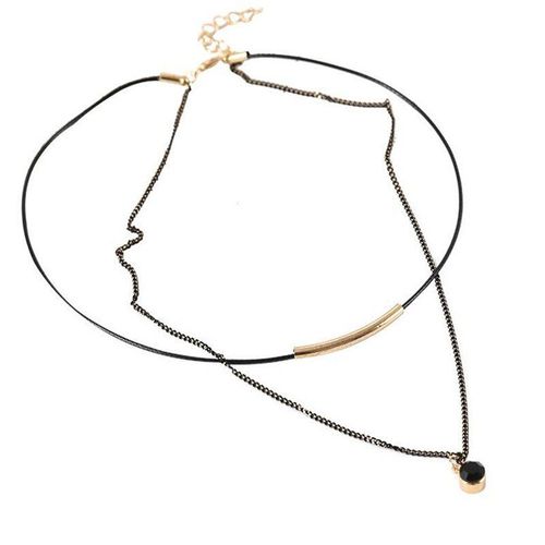 Collier Noir Simple  Double Pont Pour Femmes, Chane  Clavicule lgante, Bijoux De Fte  La Mode