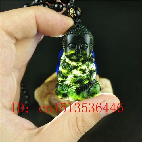 Collier Pendentif Amulette Bouddhiste Pour Bb, En Jade Naturel, Noir, Vert, Chinois Certifi, Bijoux  La Mode, Sculpt  La Main, Cadeaux Porte-Bonheur, Haut
