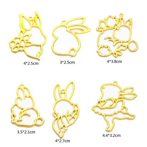 Collier Pendentif Avec Cadre En Mtal Dor, 6 Pices, Mignon Cadre Ajour, Chaton Chat, Uv, Rsine poxy, Outils, Accessoires Faits  La Main