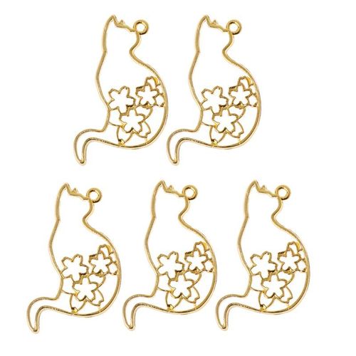 Collier Pendentif Avec Cadre En Mtal Dor, 6 Pices, Mignon Cadre Ajour, Chaton Chat, Uv, Rsine poxy, Outils, Accessoires Faits  La Main