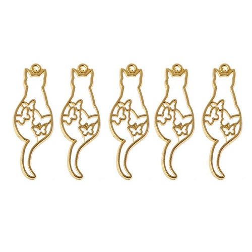 Collier Pendentif Avec Cadre En Mtal Dor, 6 Pices, Mignon Cadre Ajour, Chaton Chat, Uv, Rsine poxy, Outils, Accessoires Faits  La Main