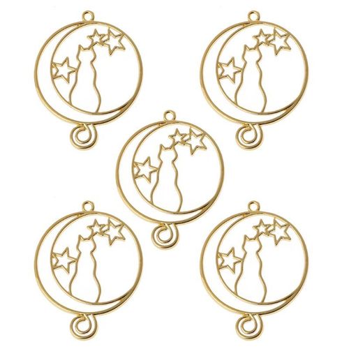 Collier Pendentif Avec Cadre En Mtal Dor, 6 Pices, Mignon Cadre Ajour, Chaton Chat, Uv, Rsine poxy, Outils, Accessoires Faits  La Main