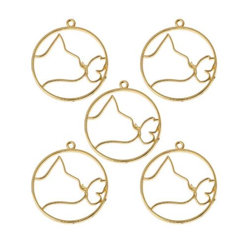 Collier Pendentif Avec Cadre En Mtal Dor, 6 Pices, Mignon Cadre Ajour, Chaton Chat, Uv, Rsine poxy, Outils, Accessoires Faits  La Main
