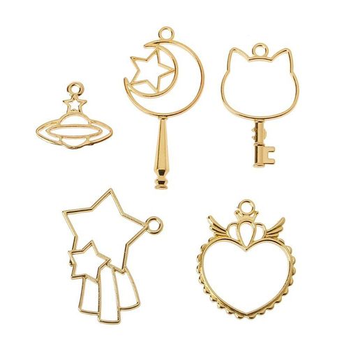 Collier Pendentif Avec Cadre En Mtal Dor, 6 Pices, Mignon Cadre Ajour, Chaton Chat, Uv, Rsine poxy, Outils, Accessoires Faits  La Main