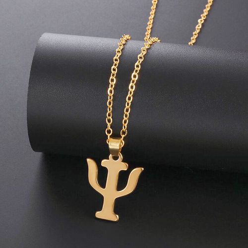 Collier Pendentif Avec Symbole Psi En Acier Inoxydable, Bijou Avec Alphabet Grec, Cadeau Pour Hommes Et Femmes, Design Simple