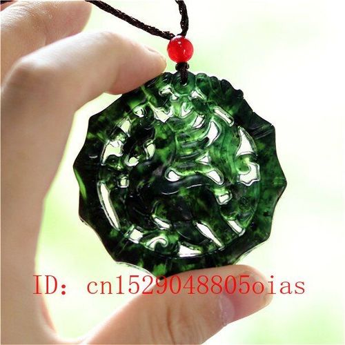 Collier Pendentif Cheval En Jade Chinois Noir Et Vert Naturel, Bijoux Breloque En Obsidienne, Amulette Creuse Double Face, Cadeaux Pour Femmes