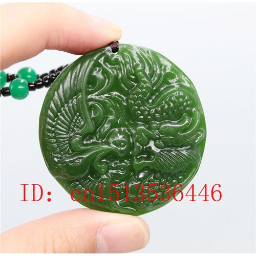 Collier Pendentif Dragon Et Phnix En Jade Vert Chinois, Accessoires De Mode, Bijoux, Amulette Sculpte, Cadeaux Porte-Bonheur Pour Femmes, Chane De Pull