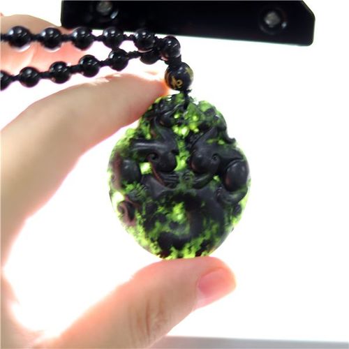Collier Pendentif Dragon Jade Vert Et Noir En Obsidienne Naturelle Pixiu, Bijoux  Breloques, Amulette  La Mode, Cadeau Pour Hommes Et Femmes