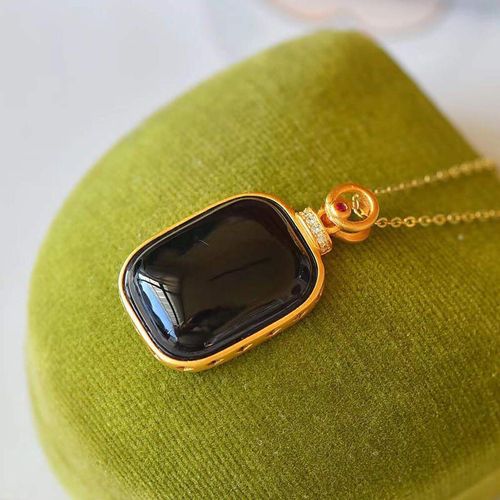 Collier Pendentif En Agate Noire Pour Femmes, Artisanat Ancien Incrust, Collier Carr, Exquis, Lger, Bijoux De Luxe En Argent