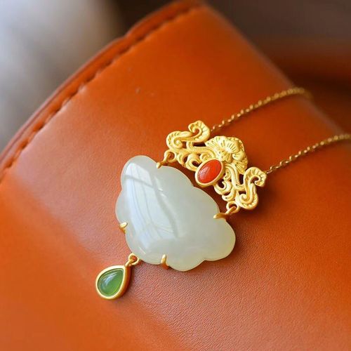 Collier Pendentif En Argent Incrust De Jade Htian Du Sud Naturel, Ruyi Lock, Rtro Chinois, Pour Femmes, Nouvelle Collection
