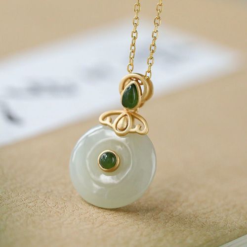 Collier Pendentif En Argent Naturel Hetian Jade Blanc, Style Chinois Rtro Unique, Artisanat En Or Ancien, Bijoux De Marque Pour Femmes