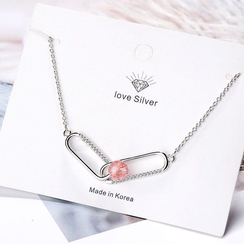 Collier Pendentif En Argent Sterling 925 En Forme De Trombone, Avec Perle De Cristal De Fraise, Micro Zircon, Bijoux  La Mode, S-N357