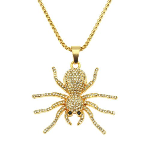 Collier Pendentif En Forme D'araigne Tridimensionnelle En Diamant Complet Dominant Hip-Hop Hip-Hop Cool Hommes  La Mode Lvn3069