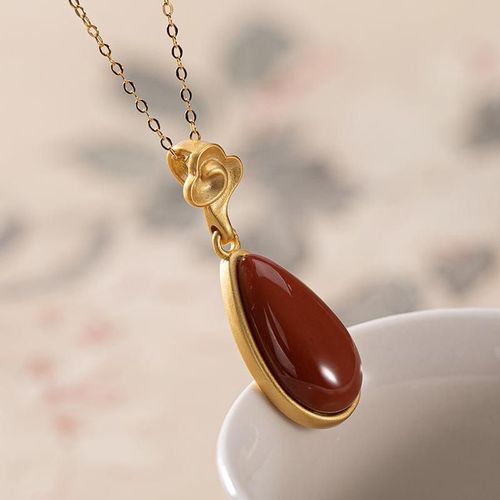 Collier Pendentif En Forme De Goutte De Tourmaline Rouge Du Sud Pour Femmes, Artisanat En Or Ancien, Nouveau, Original, Incrust, Bijoux En Argent