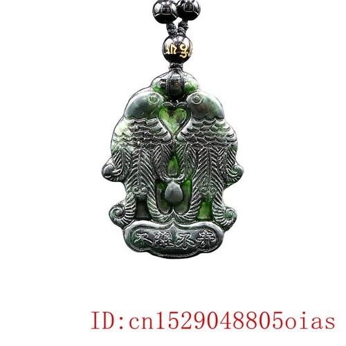 Collier Pendentif En Jade Avec Oiseau D'amour, Amulette Naturelle, Noir, Vert, Sculpt Chinois, Mode, Cadeaux