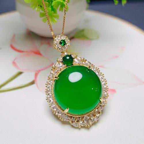Collier Pendentif En Jade Chrysoprase Naturelle Pour Femmes, Amulette En Pierre De Jades Certifie Authentique, Breloques En Calcdoine Verte, Cadeaux Pour Dames