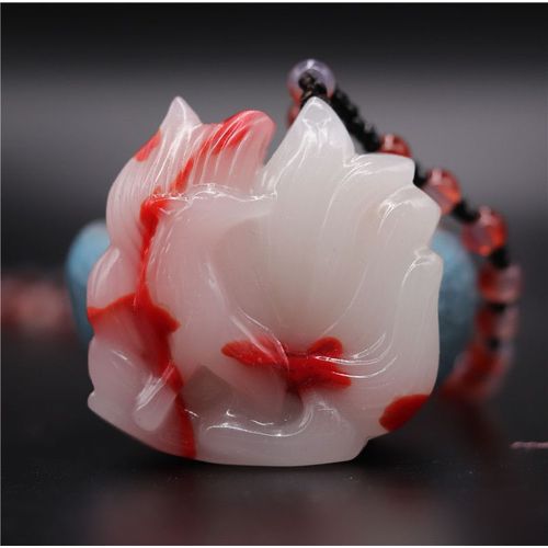 Collier Pendentif En Jade Color Chinois En Renard  Sept Queues Sculpt  La Main, Bijoux De Dtente, De Gurison, Cadeau De Chance Pour Femmes Et Hommes, Corde Gratuite P17