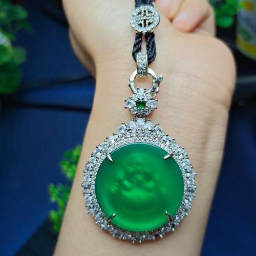 Collier Pendentif En Jade De Bouddha Vert Naturel Vritable, Bijoux Pour Femmes, Pierre De Jades Certifie, Chrysoprase, Amulette, Cadeau, Calcdoine