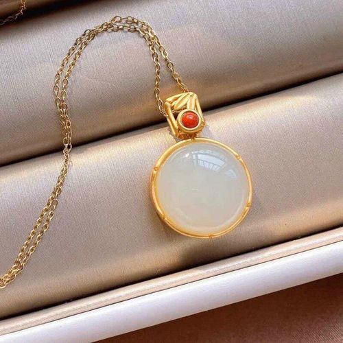 Collier Pendentif En Jade Htian Naturel Rtro Pour Femmes, Argent 925 Pour Calcdoine, Cadeaux  La Mode, Bijoux Amulette