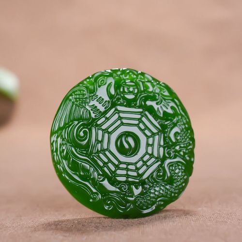 Collier Pendentif En Jade Vert Chinois, Dragon Phnix, 8 Diagrammes, Bijoux, Accessoires De Mode, Amulette Sculpte  La Main Pour Femmes