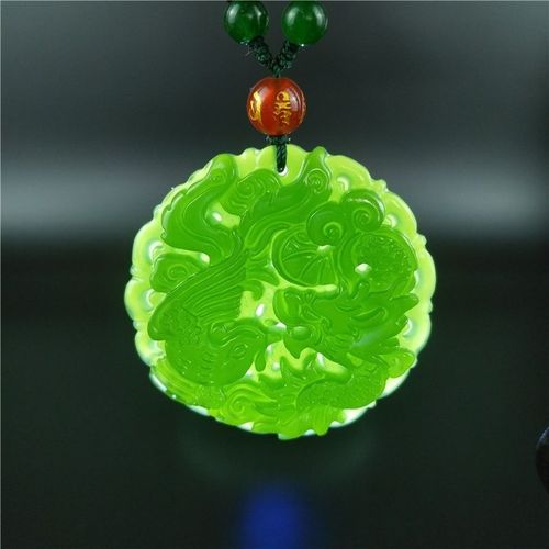 Collier Pendentif En Jade Vert Chinois Dragon Phnix, Perles, Bijoux, Accessoires De Mode, Amulette Porte-Bonheur Sculpte  La Main, Tendance