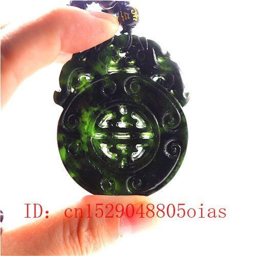 Collier Pendentif En Jade Vert Et Noir Pour Hommes, Amulette Sculpte Double Face, Bijoux  Breloques, Cadeaux Pour Hommes