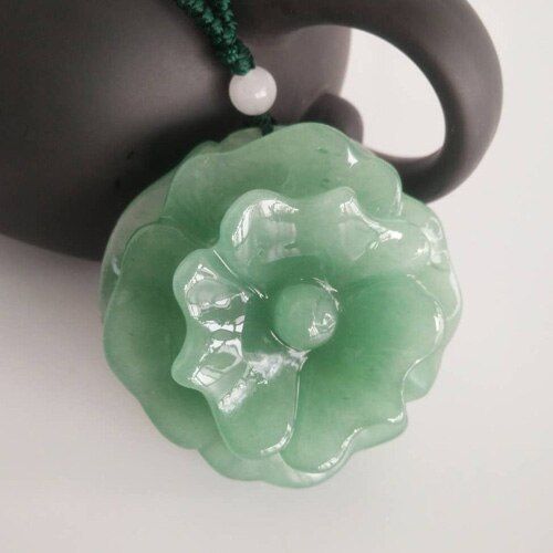 Collier Pendentif En Jade Vert, Livraison Directe, Amulette En Fleur, Amoureux, Chane De Pull Pour Femmes Et Hommes