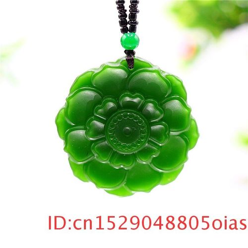 Collier Pendentif En Jade Vert Lotus, Breloque Naturelle Sculpte Pour Femmes Et Hommes, Amulette Chinoise, Bijoux  La Mode, Cadeaux
