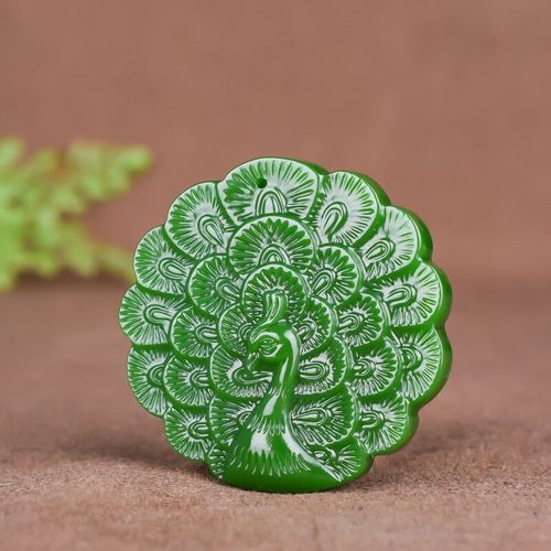 Collier Pendentif En Jade Vert Paon Naturel Chinois, Breloque Sculpte  La Main, Bijoux Amulette  La Mode, Cadeaux Pour Hommes Et Femmes