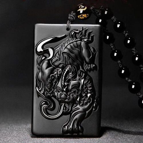 Collier Pendentif En Obsidienne Pour Hommes, Bijoux  La Mode Pour Attirer La Richesse Et Prvenir Les Mauvais Esprits, En Transit