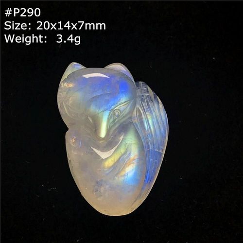 Collier Pendentif En Pierre De Lune Naturelle, Bijoux En Cristal Pour Femmes Et Hommes, Perles Sculptes En Renard, Cadeau D'amour, Pierre Prcieuse Jaune Bleu Clair Aaaaa